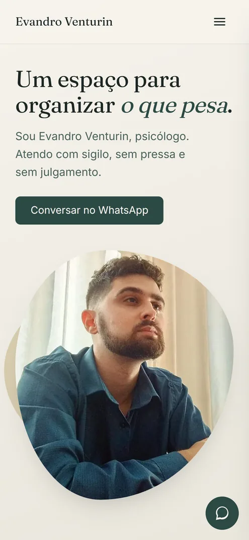 Mesma página no celular: Psicólogo Evandro Venturin
