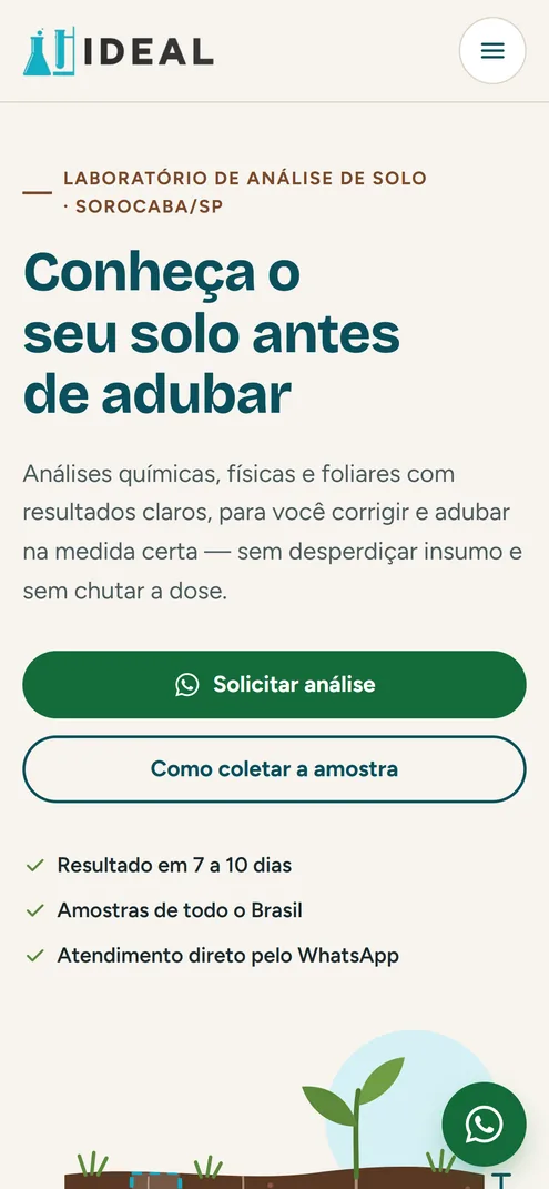 Mesma página no celular: Ideal Análises